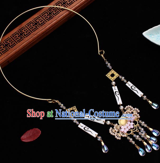 Traditional Chinese Handmade Court Golden Necklace Jewelry Accessories Ancient Princess Pine Necklet for Women