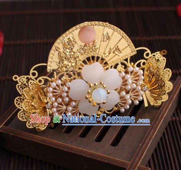 Traditional Chinese Hanfu Golden Butterfly Pine Hair Comb Ancient Court Princess Hairpins Hair Accessories for Women