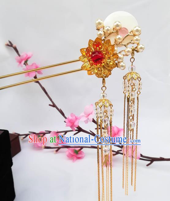 Traditional Chinese Hanfu Shell Moon Hair Clip Ancient Court Princess Hairpins Hair Accessories for Women