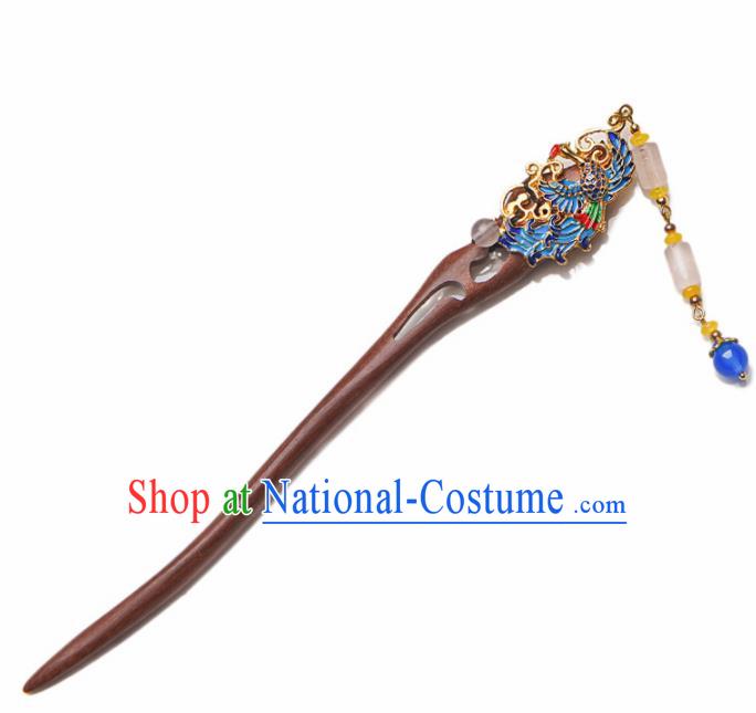 Traditional Chinese Hanfu Blueing Phoenix Ebony Hair Clip Ancient Court Princess Hairpins Hair Accessories for Kids