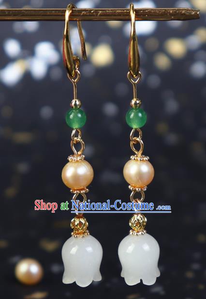 Traditional Chinese Handmade Convallaria Majalis Earrings Ancient Hanfu Ear Accessories for Women