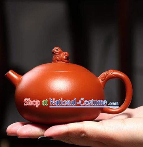 Traditional Chinese Handmade Carving Pi Xiu Zisha Teapot Dark Red Clay Pottery Teapot