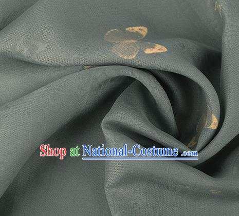 Traditional Chinese Classical Butterfly Pattern Olive Green Silk Fabric Ancient Hanfu Dress Silk Cloth