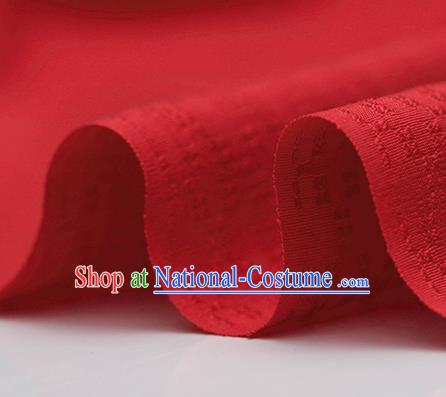 Traditional Chinese Classical Rhombus Pattern Red Silk Fabric Ancient Hanfu Dress Silk Cloth