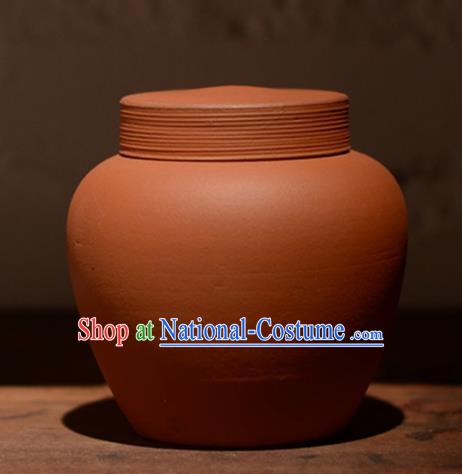 Traditional Chinese Handmade Zisha Tea Caddy Ashtray Red Clay Pottery Artware Tea Canister