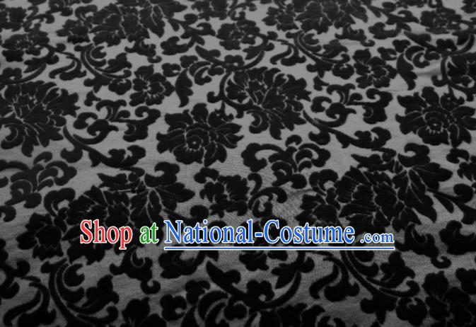 Traditional Chinese Classical Pattern Black Pleuche Fabric Ancient Hanfu Cheongsam Velvet Cloth