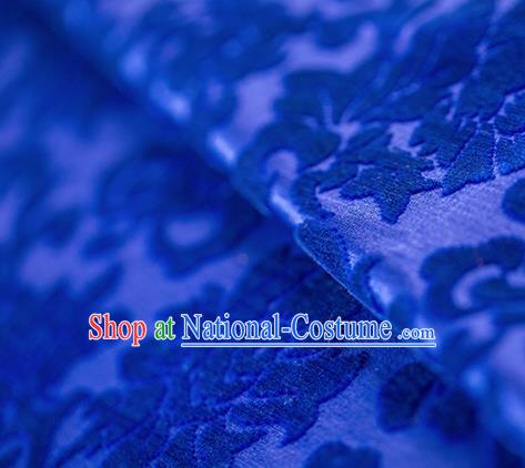 Traditional Chinese Classical Pattern Royal Blue Pleuche Fabric Ancient Hanfu Cheongsam Velvet Cloth