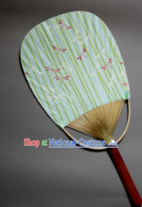 Traditional Chinese Handmade Green Paper Palace Fans Bamboo Fans