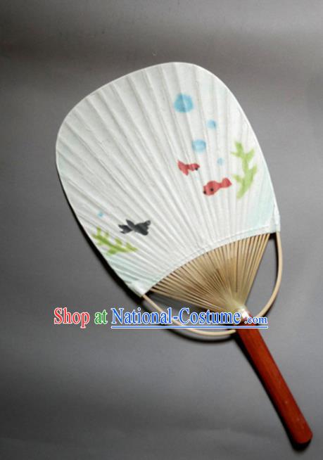 Traditional Chinese Handmade White Paper Palace Fans Bamboo Fans