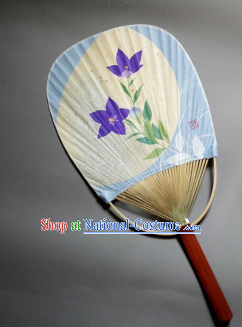 Traditional Chinese Handmade Printing Purple Flowers Paper Palace Fans Bamboo Fans