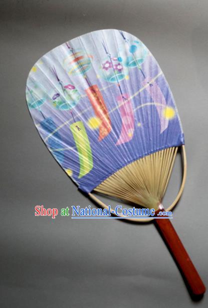 Traditional Chinese Handmade Printing Lilac Paper Palace Fans Bamboo Fans