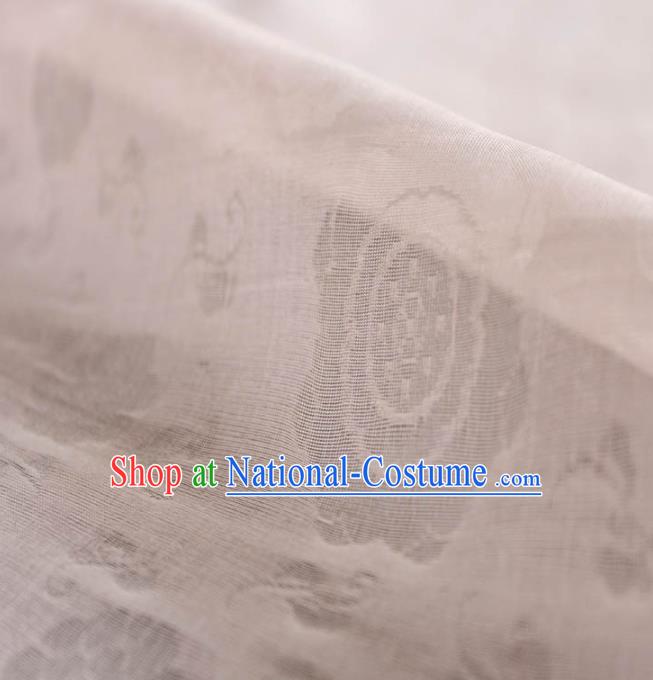 Traditional Chinese Classical Round Flowers Pattern Design White Silk Fabric Ancient Hanfu Dress Silk Cloth