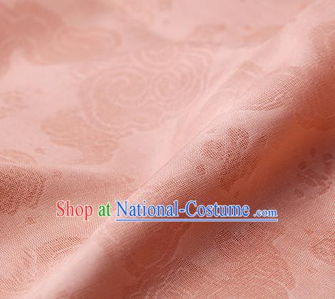 Traditional Chinese Classical Auspicious Cloud Pattern Design Pink Silk Fabric Ancient Hanfu Dress Silk Cloth