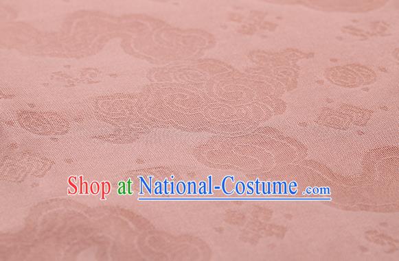 Traditional Chinese Classical Auspicious Cloud Pattern Design Pink Silk Fabric Ancient Hanfu Dress Silk Cloth