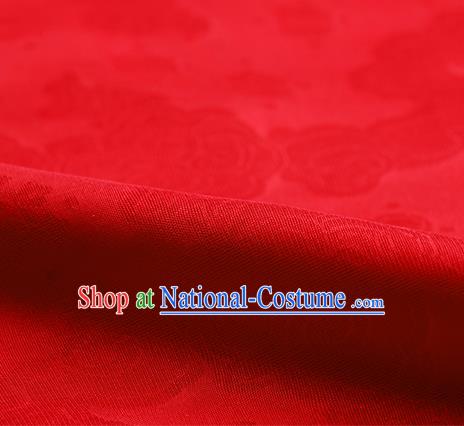 Traditional Chinese Classical Auspicious Cloud Pattern Design Red Silk Fabric Ancient Hanfu Dress Silk Cloth