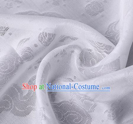 Traditional Chinese Classical Auspicious Cloud Pattern Design White Silk Fabric Ancient Hanfu Dress Silk Cloth