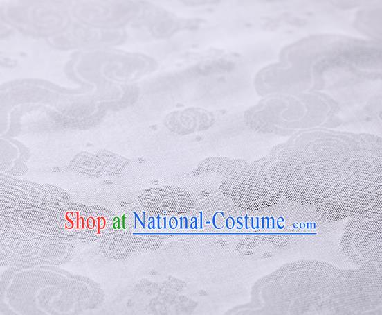 Traditional Chinese Classical Auspicious Cloud Pattern Design White Silk Fabric Ancient Hanfu Dress Silk Cloth