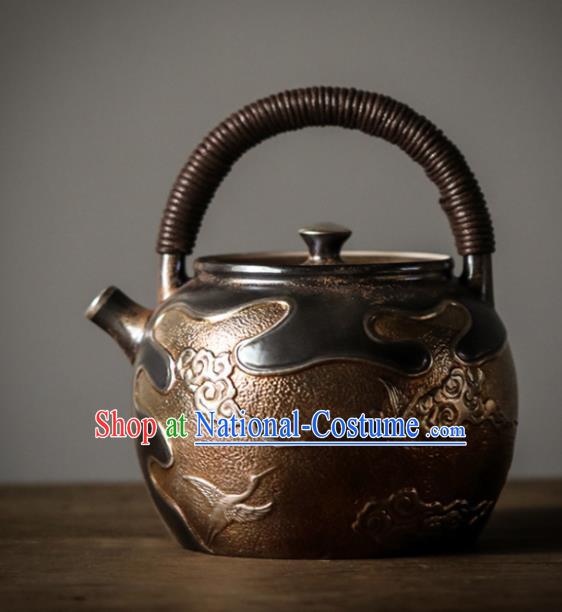 Traditional Chinese Handmade Kung Fu Zisha Teapot Brown Enameled Clay Pottery Teapot