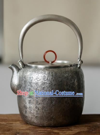 Traditional Chinese Handmade Kung Fu Teapot Silver Carving Teapot