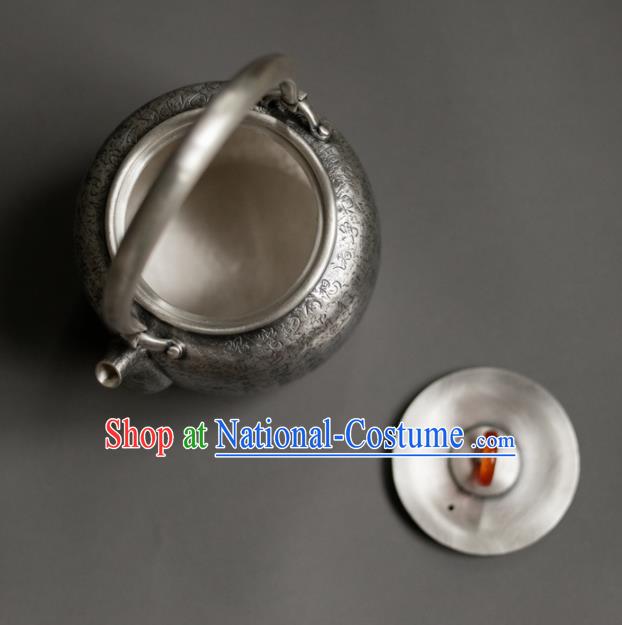 Traditional Chinese Handmade Kung Fu Teapot Silver Carving Teapot