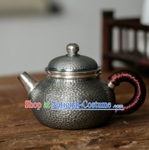 Traditional Chinese Handmade Kung Fu Teapot Silver Carving Tea Kettle