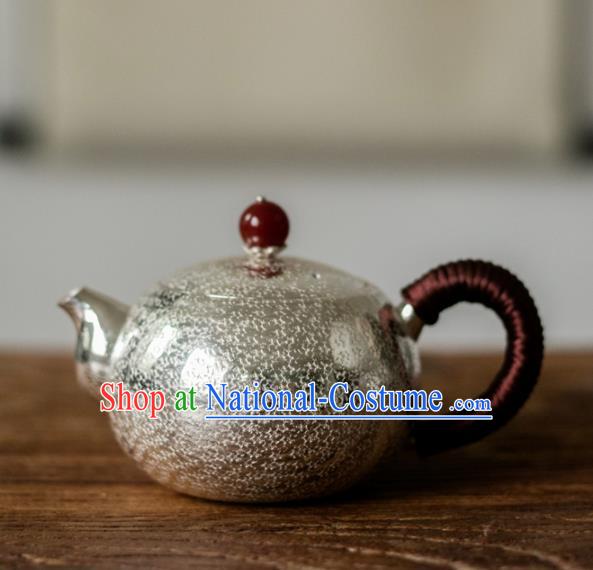 Traditional Chinese Handmade Kung Fu Teapot Silver Agate Tea Kettle