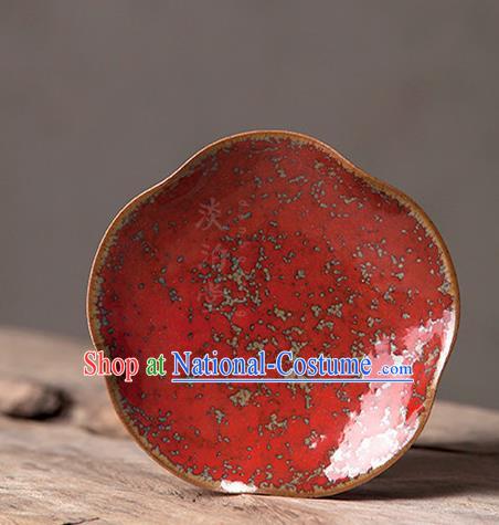 Chinese Classical Handmade Jingdezhen Shi Red Enamel Teatray Porcelain Ceramics Teaboard