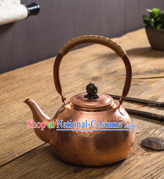 Traditional Chinese Handmade Kung Fu Copper Pot Red Copper Carving Teapot