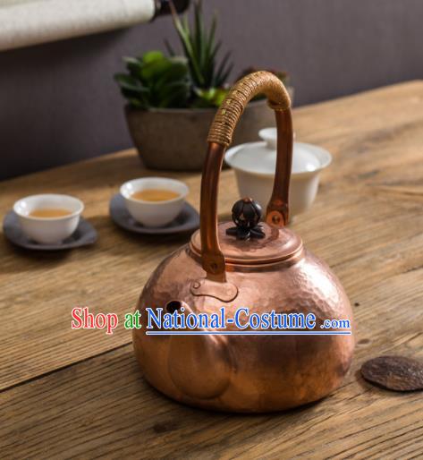 Traditional Chinese Handmade Kung Fu Copper Pot Red Copper Carving Teapot