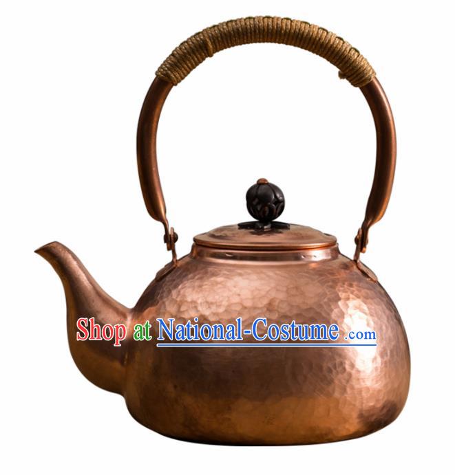 Traditional Chinese Handmade Kung Fu Copper Pot Red Copper Carving Teapot