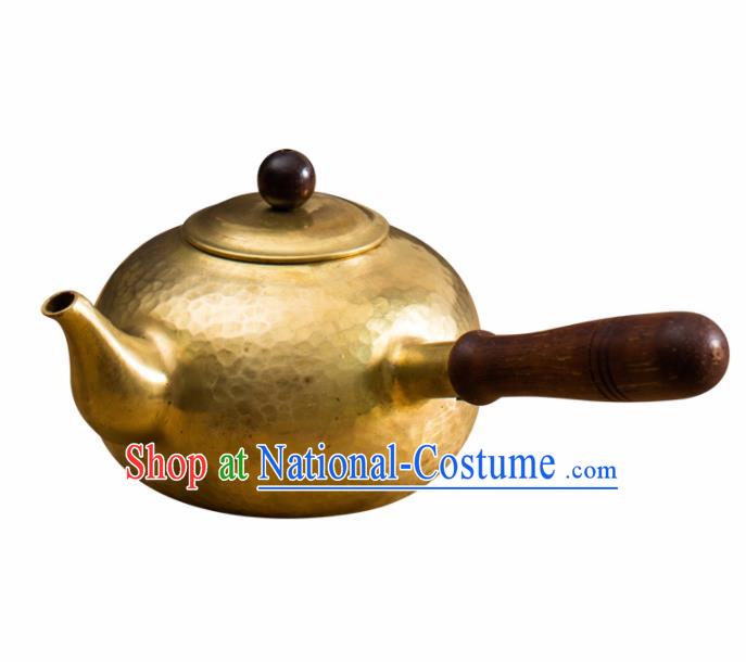 Traditional Chinese Handmade Kung Fu Copper Pot Brass Carving Teapot