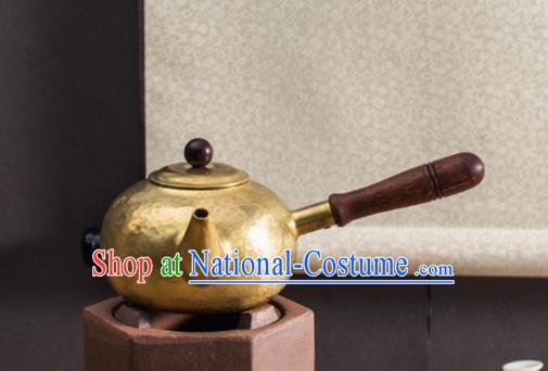 Traditional Chinese Handmade Kung Fu Copper Pot Brass Carving Teapot