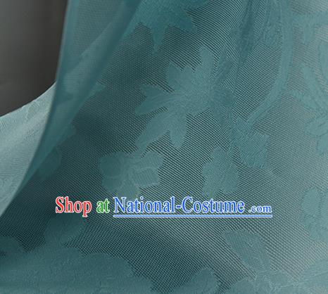 Traditional Chinese Classical Autumn Flowers Pattern Blue Silk Fabric Ancient Hanfu Dress Silk Cloth