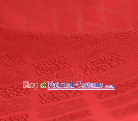 Traditional Chinese Classical Rhombus Pattern Red Silk Fabric Ancient Hanfu Dress Silk Cloth