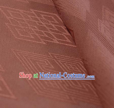 Traditional Chinese Classical Rhombus Pattern Brown Red Silk Fabric Ancient Hanfu Dress Silk Cloth