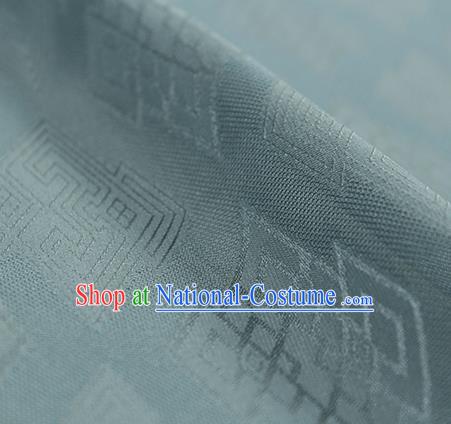 Traditional Chinese Classical Rhombus Pattern Blue Grey Silk Fabric Ancient Hanfu Dress Silk Cloth