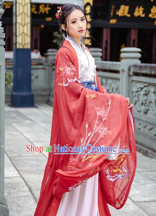 Traditional Chinese Han Dynasty Royal Princess Wedding Replica Costumes Ancient Imperial Concubine Red Hanfu Dress for Women