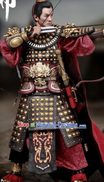 Chinese Ancient Cosplay General Armor and Helmet Traditional Three Kingdoms Dynasty Lv Bu Costumes Complete Set for Men