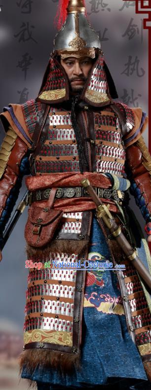 Chinese Ancient Cosplay General Yang Yuan Armor and Helmet Traditional Ming Dynasty Supreme Commander Costumes Complete Set for Men