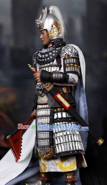 Chinese Ancient Cosplay General Zhou Yu Armor and Helmet Traditional Three Kingdoms Period Supreme Commander Costumes Complete Set for Men