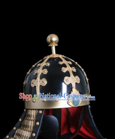 Chinese Ancient Drama Soldier Helmet Traditional Southern and Northern Dynasties General Hat for Men