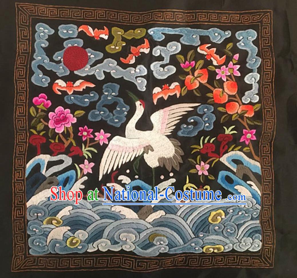 Traditional Qing Dynasty Style Officer Bu Zi Crane Handmade Decoration Embroidery Arts