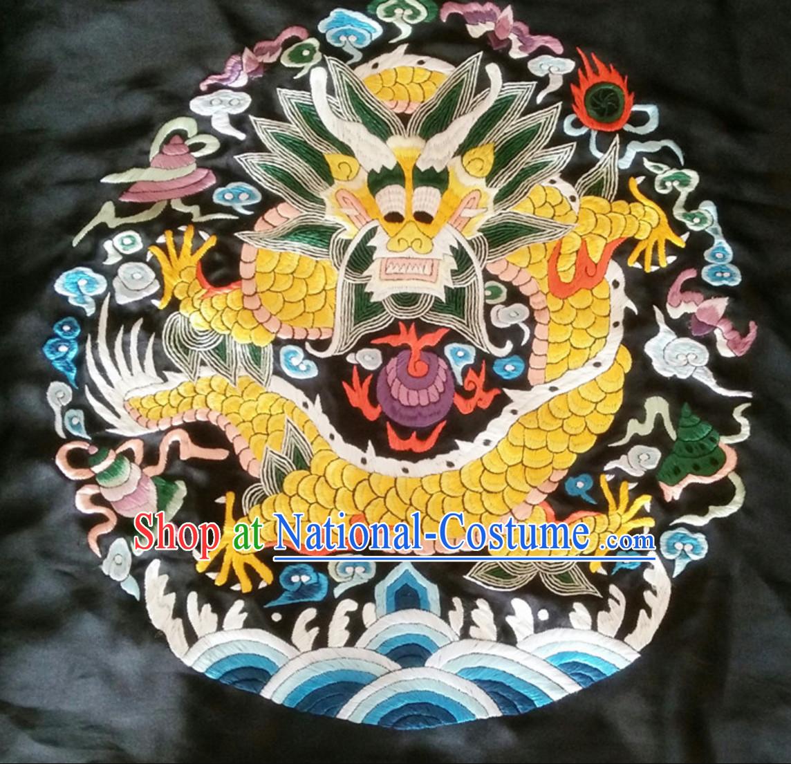 Traditional Qing Dynasty Style Officer Bu Zi Dragon Handmade Decoration Embroidery Arts