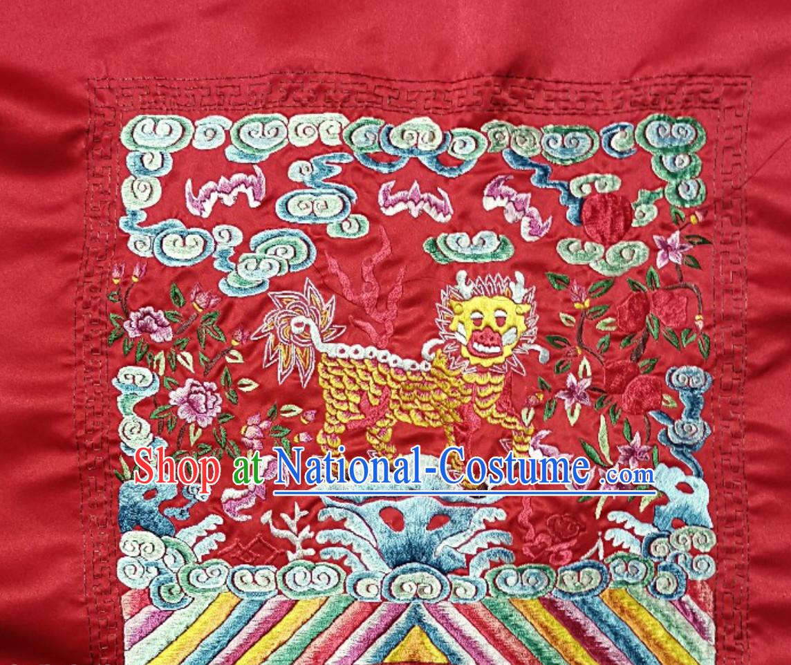 Traditional Qing Dynasty Style Officer Bu Zi Qilin Embroidery Works Arts