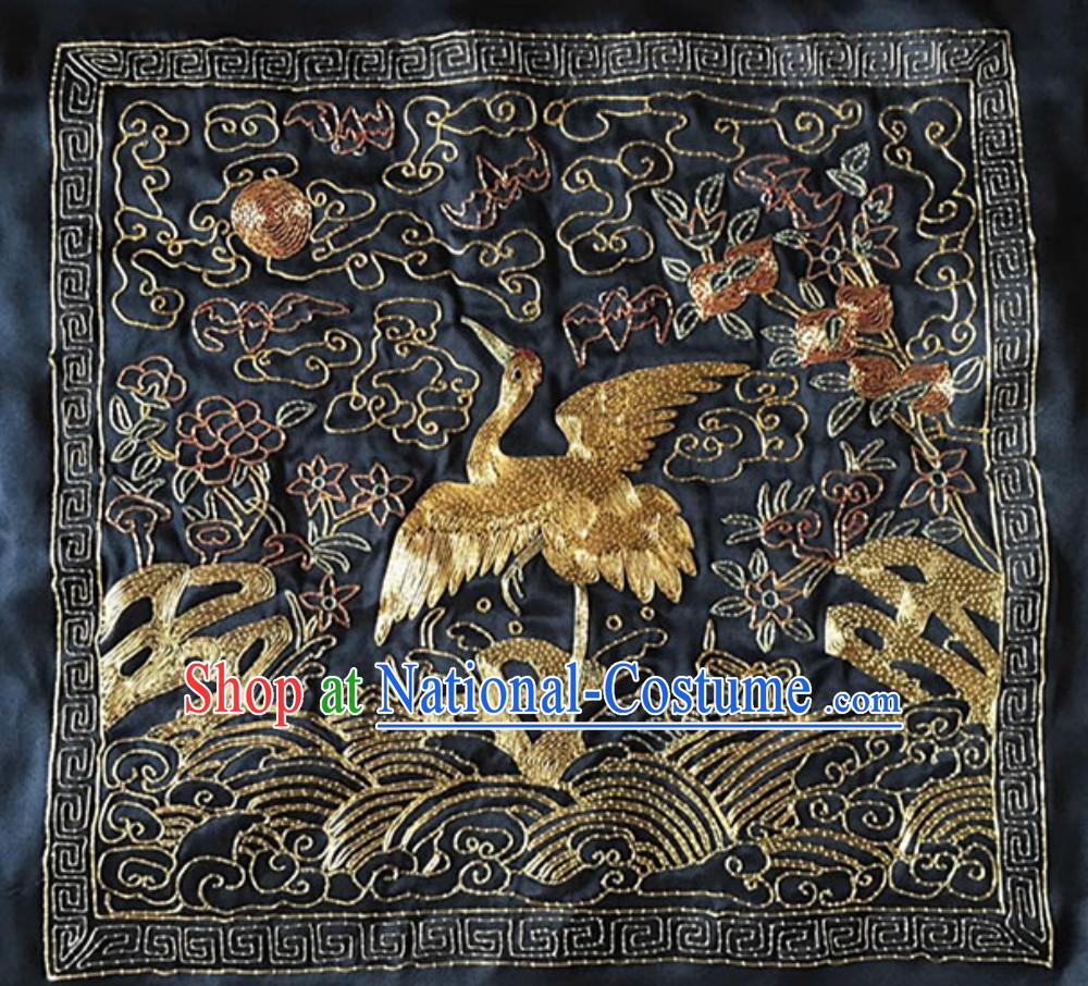 Traditional Qing Dynasty Style Officer Bu Zi Crane Embroidery Arts