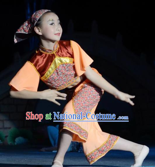 Traditional Chinese Tao Li Cup Folk Dance Costume Fan Dance Stage Show Dress for Women