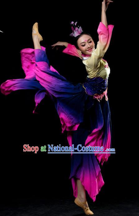 Traditional Chinese Classical Dance Purple Costumes Umbrella Dance Stage Show Dress for Women