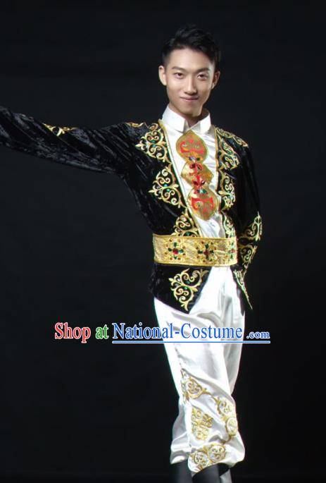 Chinese Traditional Uyghur Nationality Dance Costume Uigurian Ethnic Folk Dance Stage Show Clothing for Men