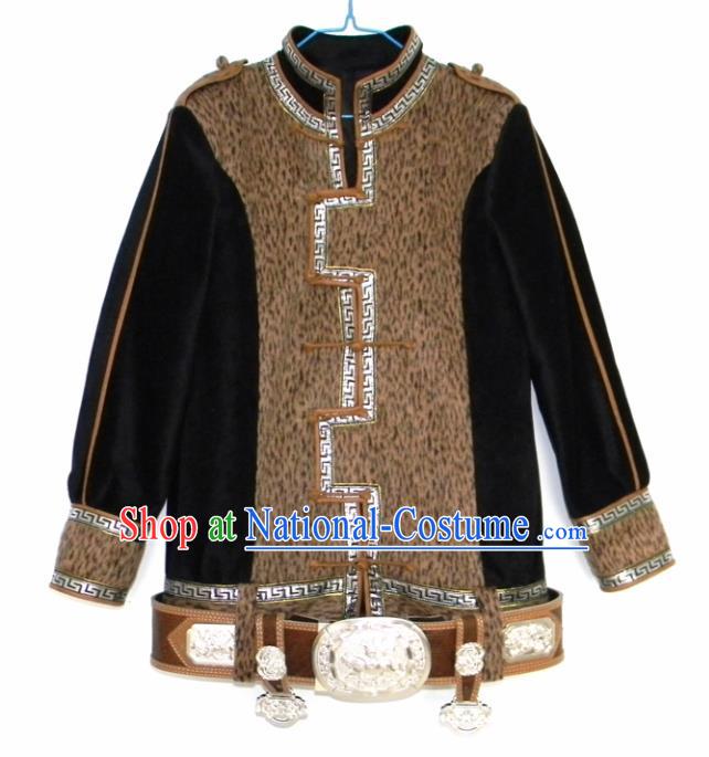 Chinese Traditional Mongol Nationality Costume Mongolian Ethnic Jacket for Men