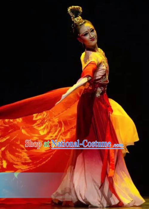 Traditional Chinese Classical Dance Tao Li Cup Red Costumes Umbrella Dance Stage Show Dress for Women